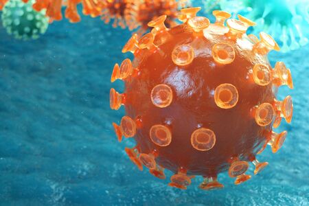 Viral hepatitis infection causing chronic liver disease. Hepatitis viruses. Influenza Virus H1N1. Swine Flu, cell infect organism. Virus abstract background. 3d illustration.の写真素材