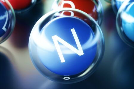 Vitamin N, on black background. Symbol of health and longevity, 3d renderingの写真素材