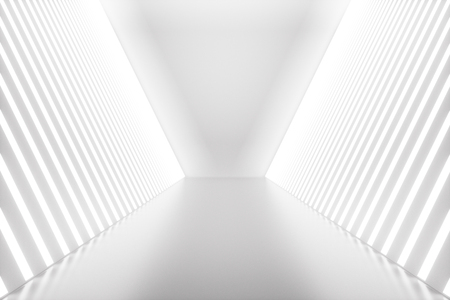 3D rendering abstract room interior with neon lights. Futuristic architecture background. Mock-up for your design project.の写真素材