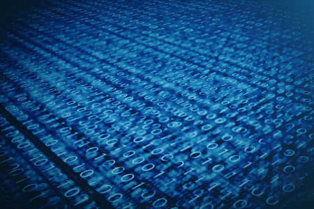 3D illustration binary code on blue background. Bytes of binary code. Concept technology. Digital binary background.の写真素材