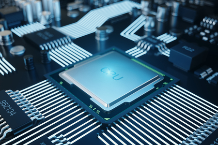 Circuit board. Technology background. Central Computer Processors CPU concept. Motherboard digital chip, tech science background. Integrated communication processor. 3D illustrationの写真素材