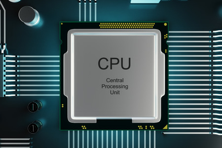 Circuit board. Technology background. Central Computer Processors CPU concept. Motherboard digital chip, tech science background. Integrated communication processor. 3D illustrationの写真素材