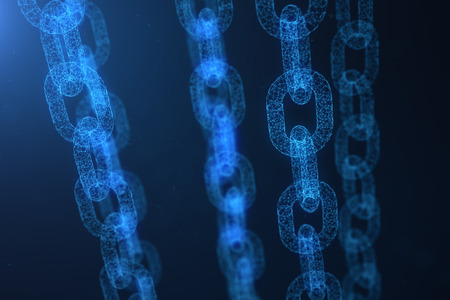 Block chain concept, digital block chain technology. Cryptocurrency, concept of digital code. Low...