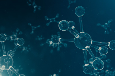 Molecules, atoms background.  Molecular structure at the atomic level, 3D illustration
