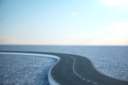 Road way. Travel, transportation concept. Asphalt road divided by a strip. 3D illustrationの写真素材