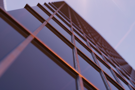 3D Illustration Skyscrapers from a low angle view. Architecture glass high buildings. skyscrapers in...