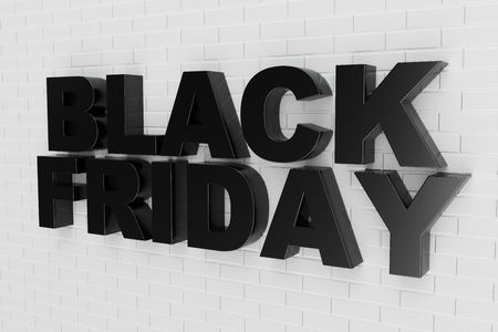 Black Friday, sale message for shop, big discount. 3d text in black and white color. Modern design. Banner for black friday sales. Huge discounts, promotions, coupons. 3D illustrationの写真素材