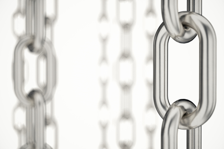 3D illustration metal chains. Metal, steel chains isolated on white background. Metal chains for...