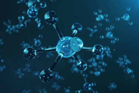 3D illustration molecule structure. Scientific medical background with atoms and molecules. Scientific background for your banner, flyer, template, text. Molecule consists of atoms chemical elementの写真素材