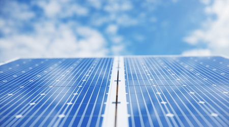 3D illustration Solar Panels. Alternative energy. Concept of renewable energy. Ecological, clean...