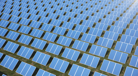 3D illustration Solar Panels. Alternative energy. Concept of renewable energy. Ecological, clean...