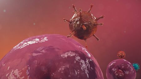 Outbreak of coronavirus, flu virus and 2019-nCov. Human cells, the virus infects cells. COVID-19...