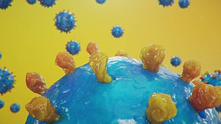 Outbreak of coronavirus, flu virus and 2019-nCov. Concept of a pandemic, epidemic for human cells....