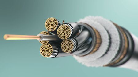 3d illustration, concept of fiber optic cable on a colored background. Future cable technology....