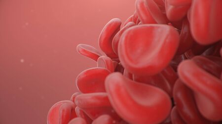 3d illustration of red blood cells background, blood clot. Scientific and medical microbiological...