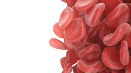 Abstract red blood cells clot isolated on white background. Scientific and medical microbiological...