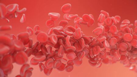 Abstract background 3d illustration of red blood cells. The flow of blood in a living organism....