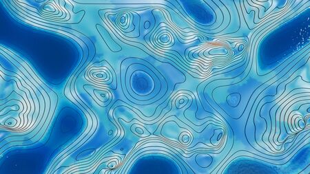 Topographic 3D map with water. Contour lines on a topographic map. Studying the geography of the...