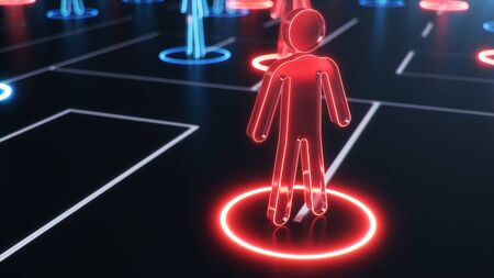 3d illustration Network structure between people, data exchange. The concept of collective intelligence. The human network. Exchange of information communication.の写真素材