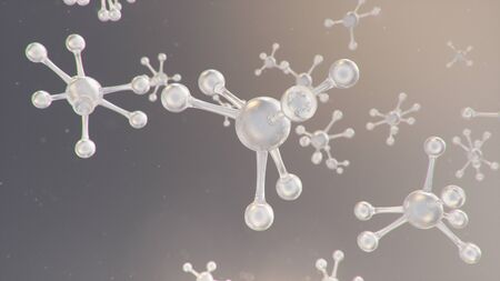 Molecular structure. Molecular chemistry, background with molecular element of the atom. Medical background. Genome at the molecular level, 3D illustrationの写真素材