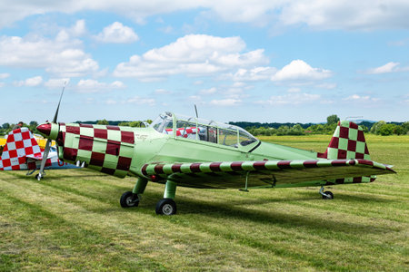 Aviation Day. Zlin Z-226MS sports aircraft on the airfield in Breclav 1のeditorial素材