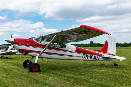 Aviation Day. Cessna 180 Skywagon, light rectation aircraftのeditorial素材