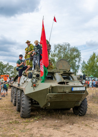 Hodonin - Panov, Czech Republic - July 20, 2022 Military Day Hodonin - Panov. Historical and contemporary military equipment, manned OT64 armored personnel carrierのeditorial素材