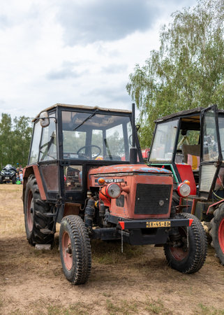 Hodonin - Panov, Czech Republic - July 20, 2022 Exhibition of contemporary and historical tractors - Zetor 6911 tractorのeditorial素材