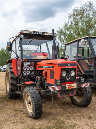 Hodonin - Panov, Czech Republic - July 20, 2022 Exhibition of contemporary and historical tractors - Zetor 7011 tractorのeditorial素材