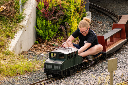 Brno Czech Republic - June 4, 2021 Children's attraction, model train, Olympia park Brnoのeditorial素材