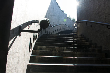 Gray staircase descentの写真素材
