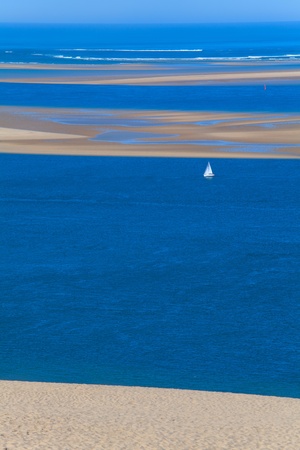 View from the highest dune in Europe - Dune of Pyla (Pilat), Arcachon Bay, Aquitaine, Franceの写真素材