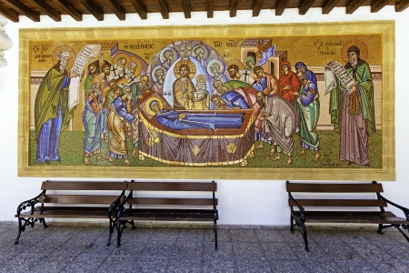 Mosaic of Holy Monastery of the Virgin of Kykkos in Troodos mountains, Cyprusのeditorial素材