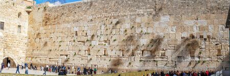 Panorama - Western Wall of Jewish Temple, Judaism Most Sacred Place, Jerusalem, Israelのeditorial素材