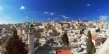 Panorama of Jerusalem Old City with Church of the Holy Sepulchre, Israelの写真素材