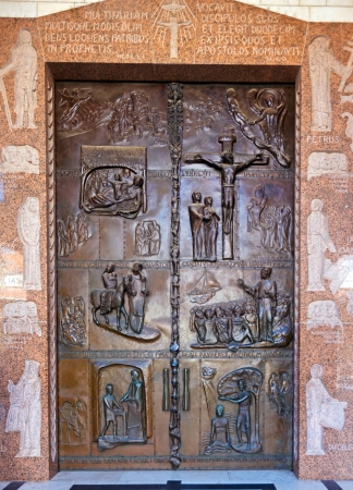 Famous Bronze Doors of Annunciation Cathedral in Nazareth, Israelのeditorial素材