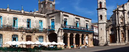 Panorama of Havana Cathedral Square without Peopleの写真素材