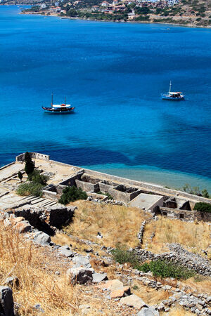 Spinalonga Island with Medieval Fortress, Crete, Greeceの写真素材
