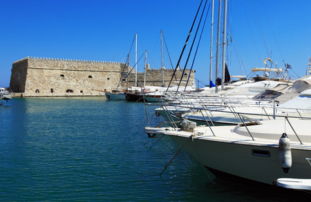 Heraklion Harbour and Fortress Kooules, Crete, Greeceの写真素材