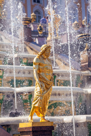 Grand Cascade Fountains At Peterhof Palace, St. Petersburgのeditorial素材