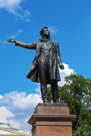 Famous Poet Alexander Pushkin Statue near Russian Art Museum, Saint Petersburgのeditorial素材