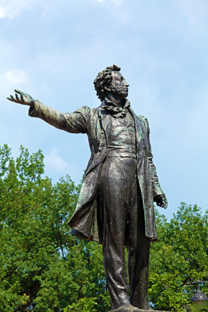 Famous Poet Alexander Pushkin Statue near Russian Art Museum, Saint Petersburgのeditorial素材