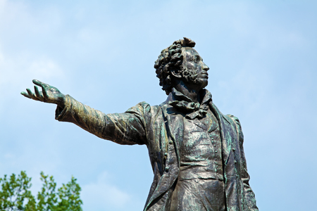 Famous Poet Alexander Pushkin Statue near Russian Art Museum, Saint Petersburgのeditorial素材