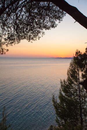 Sunset in Sithonia, Chalkidiki, Greeceの写真素材