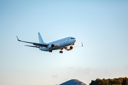 Landing of airplane, Corfuの写真素材