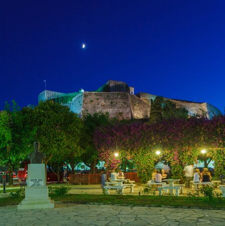 New Fortress at night, Kerkyra, Corfu island, Greeceのeditorial素材