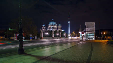 Berlin Cathedral and TV tower at Alexanderplatz, Berlin, Germanyのeditorial素材