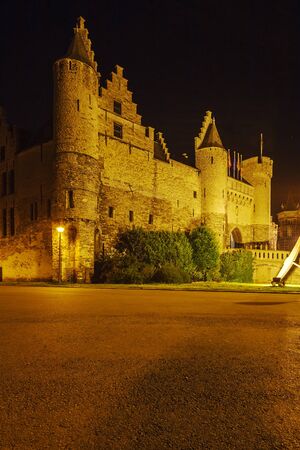 Medieval castle Het Steen (1200-1225), now sea museum, Antwerp, Belgiumのeditorial素材