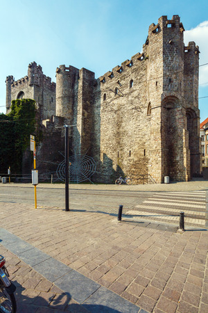 Medieval castle Het Steen (1200-1225), now sea museum, Antwerp, Belgiumのeditorial素材