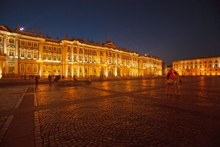 Winter Palace at Evening, Saint Petersburg, Russiaのeditorial素材